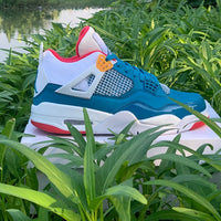 Sneakers, White Teal Red Colorway, Lace Up Design, Casual Gift for Sneaker Fans