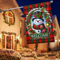 Welcome Winter Holiday Yard Banner, Snowman Christmas Garden Flag, Adorable Double Sided Snowman Lawn Flag, Festive Outdoor Decor