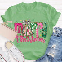 Festive Holiday Teacher Shirt, Merry Christmas Colorful Glitter Teacher T-Shirt, Christmas School Educator Graphic Tee