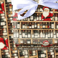 Humorous Wine Lover Gift Wrap, Santa Drinking Wine Wrapping Paper, Santa Claus Wine Shelf Wrapping Paper, Adult Christmas Holiday Gift Wrap