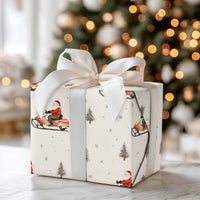 Winter Santa Gift Wrap, Santa Snowmobile Wrapping Paper, Snowmobiling Santa Christmas Wrapping Paper, Rustic Holiday Present Gift Wrap Roll