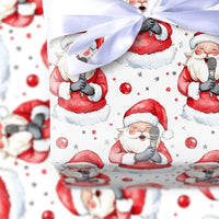 Whimsical Holiday Music Gift Wrap, Singing Santa Christmas Carol Wrapping Paper, Festive Red Bauble Gift Wrapping Paper, Xmas Roll Gift Wrap