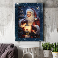 Vintage Christmas Wall Art, Santa Claus Forest Canvas Art, Winter Lantern Santa Print, Holiday Season Decor, Printable Digital Download File