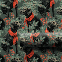 Red Scarf Dog Gift Wrap, Black Labrador Wrapping Paper, Christmas Lab Wrapping Paper, Winter Pine Pet Gift Wrap, Dog Lover Holiday Paper