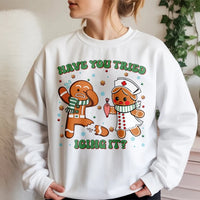 Gingerbread Nurse Christmas Sweatshirt, Have You Tried Icing It Nurse Sweatshirt, Humorous RN Holiday Crewneck, Medical Nurse Sweatshirt