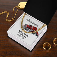 Mens Truck Driver Cuban Chain, Trucker Husband Cuban Link Chain Necklace, Stainless Steel Cuban Link Necklace, Christmas Present for Him