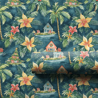 Coastal House Gift Wrap, Tropical Christmas Wrapping Paper, Teal Palm Tree Gift Wrapping Paper, Beach House Present Wrap, Xmas Gift Wrap