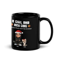 Adorable Holiday Dog Mom Coffee Mug, Girl and Her Dog Christmas Mug, 11oz 15oz Ceramic Xmas Coffee Cup, Winter Pet Lover Present for Her