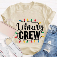Festive Book Lover Librarian Shirt, Christmas Light Library Crew T-Shirt, Bookish Holiday Graphic Tee, Reader Xmas Present