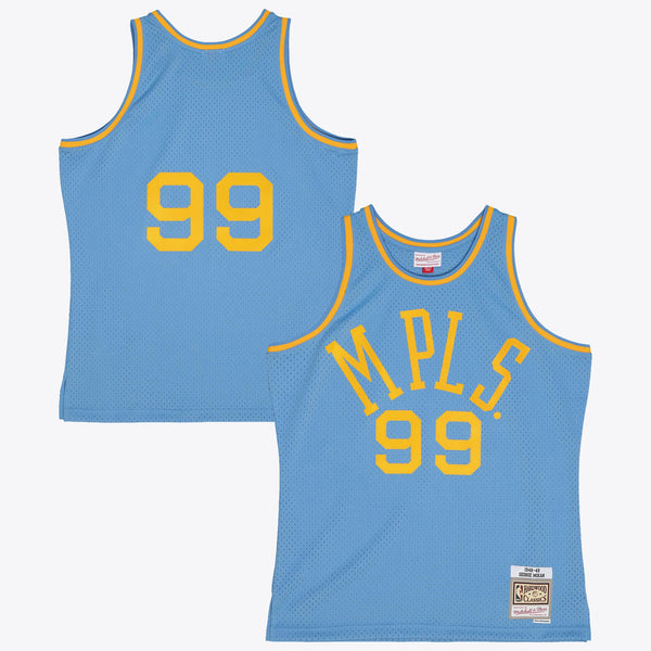 Los Angeles Lakers George Mikan 1948 Dark Authentic Jersey - Columbia Blue