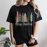 Boho Pine Forest Graphic Tee, Merry Christmas Tree T-Shirt, Festive Holiday Season T-Shirt, Botanical Winter Tree Shirt, Christmas T-Shirt