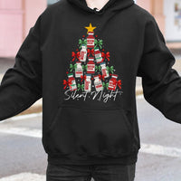 ICU Nurse Holiday Hoodie, Silent Night Medical Christmas Hoodie, Humorous Healthcare Xmas Hoodie, Hospital Worker Hooded Sweatshirt Present