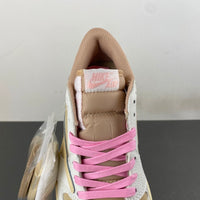 Low Top Sneakers, Khaki White Pink Colorway, Reverse Hook Design, Lace Up Design, Casual Gift for Sneaker Fans