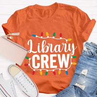 Festive Book Lover Librarian Shirt, Christmas Light Library Crew T-Shirt, Bookish Holiday Graphic Tee, Reader Xmas Present