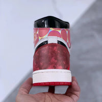 High Top Sneakers, Black Red Colorway, Lace Up Design, Casual Gift for Sneaker Fans
