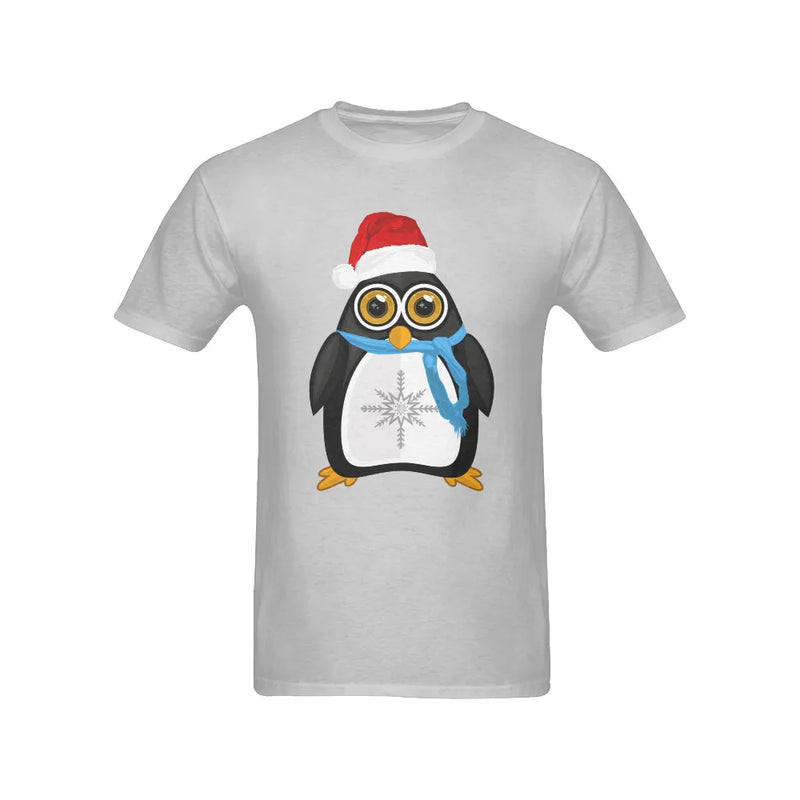 Humorous Winter Holiday Graphic T-Shirt, Christmas Santa Penguin Shirt, Festive Xmas Animal Graphic Tee, Mens Holiday Apparel, Christmas Present