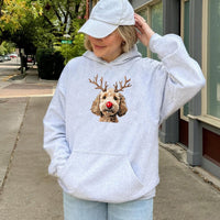 Reindeer Antlers Dog Hoodie, Christmas Goldendoodle Hoodie, Adorable Holiday Doodle Hoodie, Festive Xmas Puppy Sweatshirt, Dog Mom Present