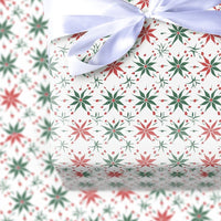 Geometric Floral Holiday Gift Wrap, Poinsettia Star Wrapping Paper, Classic Christmas Wrapping Paper, Botanical Berry Xmas Gift Wrap Roll