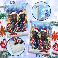 Patriotic American Flag Santa Hat Dog Flag, Labrador Christmas Garden Flag, Double-Sided Lab Holiday Yard Flag, Dog Lover Xmas Decor