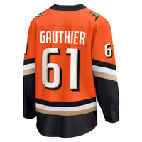 Anaheim Ducks Cutter Gauthier Orange Home Breakaway Jersey