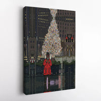 Edgy Winter Cityscape Canvas Print, NYC Christmas Canvas Wall Art, New York City Holiday Canvas Art, Urban Winter Decor Art Lover Present