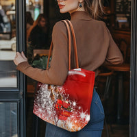 Sparkly Holiday Tote Bag, Christmas Santa Sleigh Reindeer Tote Bag, Festive Winter Graphic Shoulder Tote Bag, Large Daily Handbag Xmas Present