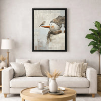 Adorable Winter Bird Canvas Print, Whimsical Snowman Canvas Wall Art, Holiday Snowman Canvas Art, Festive Farmhouse Wall Decor, Christmas Present