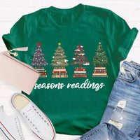 Festive Reading Season Graphic Tee, Christmas Trees and Books T-Shirt, Book Lover Christmas Shirt, Bookish Holiday Shirt, Reader Xmas Present