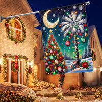 Crescent Moon Holiday Yard Flag, South Carolina Christmas Palmetto Garden Flag, Double-Sided SC Xmas Lawn Flag, Southern Winter Porch Decor