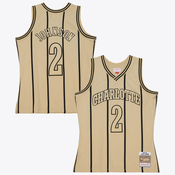 Charlotte Hornets Larry Johnson 1992 Swingman Jersey - Khaki