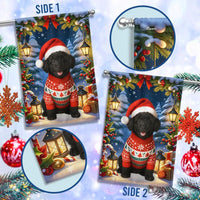 Santa Hat Festive Sweater Yard Flag, Black Poodle Christmas Garden Flag, Double Sided Dog Holiday Lawn Flag, Pet Lover Lawn Decor