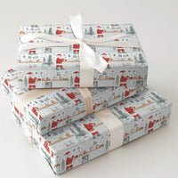 Watercolor Santa in Kitchen Gift Wrap, Baking Santa Wrapping Paper, Christmas Cookie Baker Holiday Paper