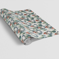 Festive Christmas Bird Gift Wrap, Winter Waddle Penguin Wrapping Paper, Adorable Winter Animal Wrapping Paper, Pine Tree Holiday Gift Wrap Roll