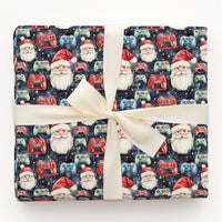 Gamer Santa Gift Wrap, Video Game Controller Wrapping Paper, Kids Christmas Wrapping Paper, Retro Gaming Holiday Paper Roll