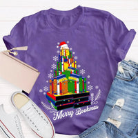 Book Lover Holiday Graphic Tee, Merry Bookmas Christmas T-Shirt, Winter Snowflakes Reading Shirt, Comfy Bookish Xmas Tee, Reader Present for Her