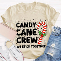 Matching Holiday Crew Shirt, We Stick Together Christmas Candy Cane T-Shirt, Adorable Candy Cane Graphic Tee, Winter Christmas Group Tee