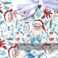Medical Holiday Gift Wrap, Scientist Santa Wrapping Paper, Lab Coat Santa Christmas Paper, Science Gift Wrap, Doctor Nurse Holiday Gift Wrap