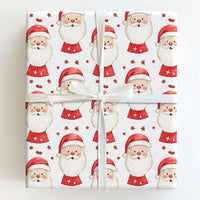 Watercolor Santa Wrapping Paper, Adorable Santa Claus Wrapping Paper, Holiday Snowflake Gift Wrap, Whimsical Christmas Present Wrapping Paper