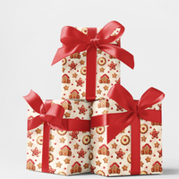 Gingerbread Holiday Gift Wrap, Cookie Cottage Christmas Wrapping Paper, Adorable Frosted Cookie Present Wrap, Festive Xmas Gift Wrapping Paper