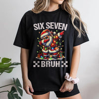 Dabbing Santa Holiday Shirt, Six Seven Bruh Christmas T-Shirt, Humorous Xmas Graphic Tee, Trendy Santa Claus Christmas T-Shirt, Holiday Present