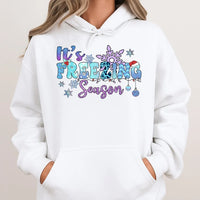 Snowflake Christmas Graphic Sweatshirt, Its Freezing Season Hoodie, Comfy Winter Holiday Pullover, Festive Family Season Hoodie