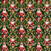 Gold Damask Christmas Gift Wrap, Black Santa Wrapping Paper, Navy Gold Santa Present Paper, Black Santa Holiday Wrapping Paper, Xmas Gift Wrap