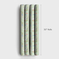Adorable Puppy Christmas Gift Wrap, Watercolor Dog Sleigh Wrapping Paper, Mint Holiday Dog Wrapping Paper, Winter Pet Lover Present Packaging Roll