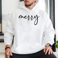 Minimalist Script Holiday Sweatshirt, Merry Christmas Hoodie, Comfy Xmas Winter Pullover Hoodie, Aesthetic Christmas Season Hooded Top