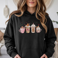 Gingerbread Latte Holiday Graphic Sweatshirt, Christmas Coffee Hoodie, Comfy Winter Cafe Pullover, Warm Holiday Drink Present