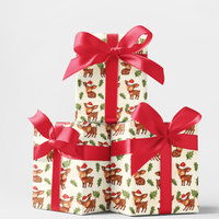 Deer in Santa Hat Gift Wrap, Christmas Fawn Wrapping Paper, Woodland Holiday Wrapping Paper, Adorable Fawn Present Wrap, Xmas Present Paper Roll