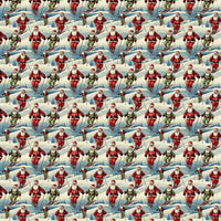 North Pole Downhill Gift Wrap, Skiing Santa Wrapping Paper, Winter Sports Christmas Paper, Elves Ski Present Wrap Roll, Skier Holiday Present