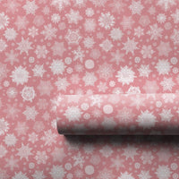 Modern Winter Gift Wrap, Dusty Pink Snowflake Wrapping Paper, Pastel Snowflake Wrapping Paper, Chic Christmas Birthday Gift Wrapping Paper