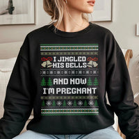 Humorous Christmas Pregnancy Announcement Crewneck, I Jingled His Bells Sweatshirt, Expecting Mom Holiday Sweater