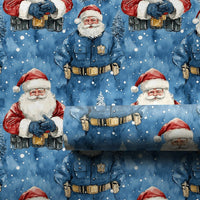 First Responder Christmas Gift Wrap, Police Officer Santa Wrapping Paper, Law Enforcement Holiday Wrapping Paper, Cop Xmas Gift Wrap
